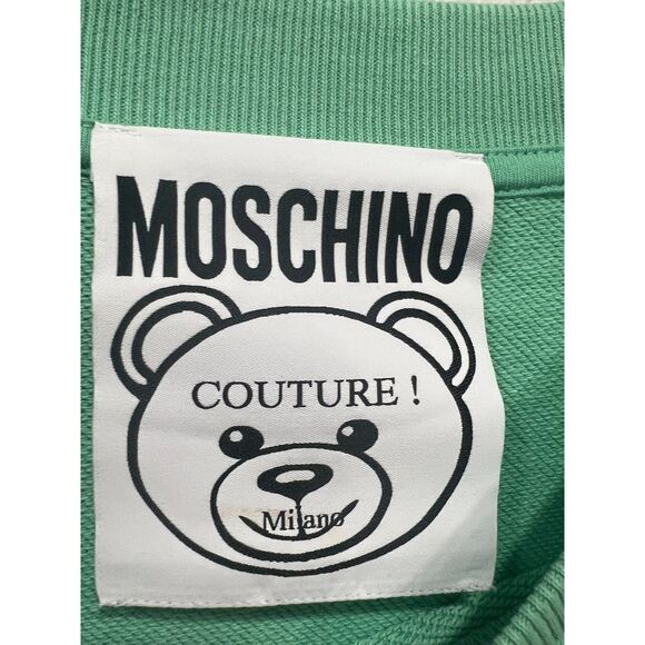 Moschino Couture Sweatshirt Pullover US 8 100% Organic Cotton Green Teddy Bear - Picture 8 of 8
